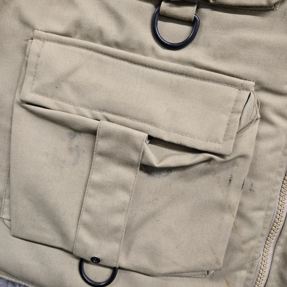 Vintage America's Cup Mens Large Life‎ Jacket Buoyant Vest Khaki Tan USA Stains*